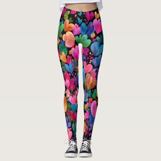 Valentine’s Day Leggings – Romantic Heart Pattern  (Voorkant)