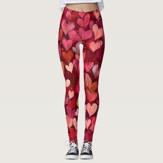 Valentine’s Day Leggings – Romantic Heart Pattern  (Voorkant)