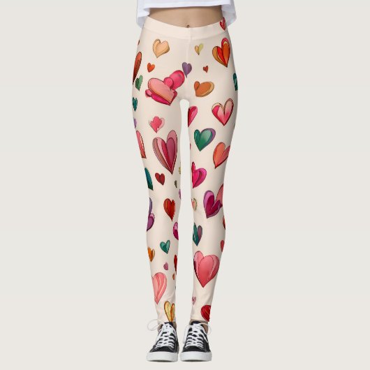 Valentine’s Day Leggings – Romantic Heart Pattern  (Voorkant)