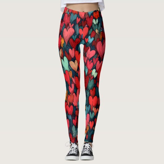 Valentine’s Day Leggings – Romantic Heart Pattern  (Voorkant)