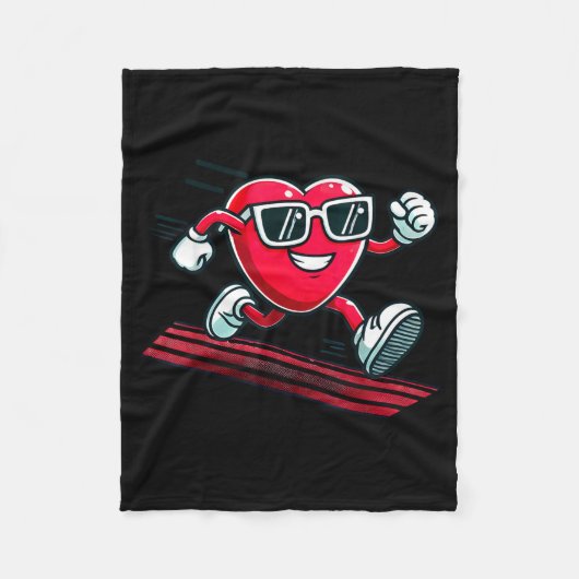 Valentine’s Day Love Heart Runner Track Running  Fleece Deken (Voorkant)