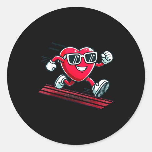 Valentine’s Day Love Heart Runner Track Running  Ronde Sticker (Voorkant)
