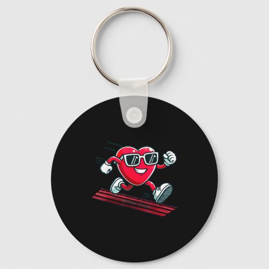 Valentine’s Day Love Heart Runner Track Running  Sleutelhanger (Voorkant)
