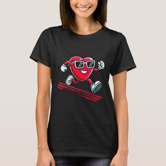 Valentine’s Day Love Heart Runner Track Running  T-shirt (Voorkant)