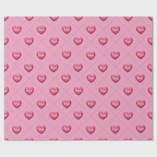 Valentine’s Day Love Hearts. Sweet and Glossy Hea Cadeaupapier (Vlak)