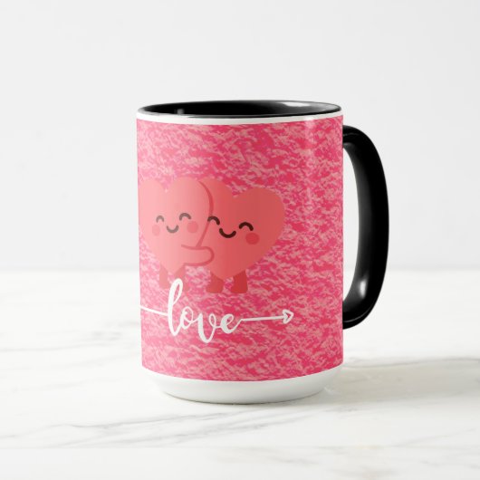 Valentine’s Day Love Mug – Pink Hearts Design Mok (Voorkant rechts)