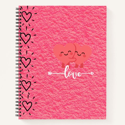 Valentine’s Day Love Notebook – Pink Hearts Design Notitieboek (Voorkant)