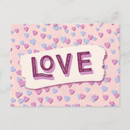 Valentine’s Day Love Pink and Blue Hearts Briefkaart