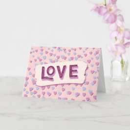 Valentine’s Day Love Pink and Blue Hearts Kaart