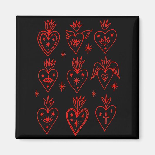 Valentine’s Day Mexican Milagro Gothic Goth Sacred Magneet (Voorkant)