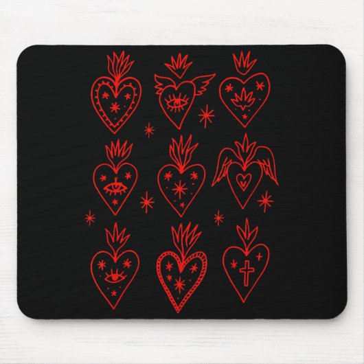 Valentine’s Day Mexican Milagro Gothic Goth Sacred Muismat (Voorkant)