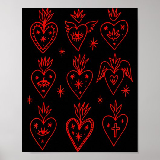 Valentine’s Day Mexican Milagro Gothic Goth Sacred Poster (Voorkant)