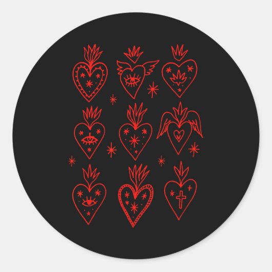 Valentine’s Day Mexican Milagro Gothic Goth Sacred Ronde Sticker (Voorkant)
