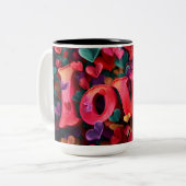 Valentine’s Day Mug | Romantic, Cute &Heartwarming Tweekleurige Koffiemok (Voorkant links)