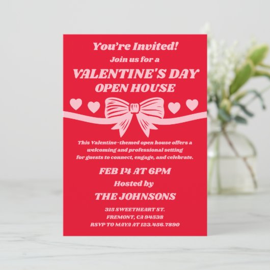 Valentine’s Day Open House Kaart (Staand voorkant)