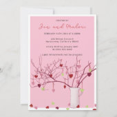 Valentine’s Day Party – Heart Branch on Pink Kaart (Achterkant)