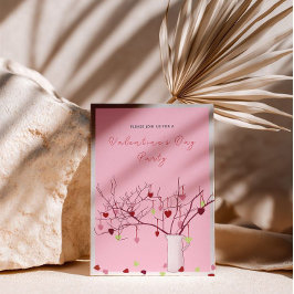 Valentine’s Day Party – Heart Branch on Pink Kaart
