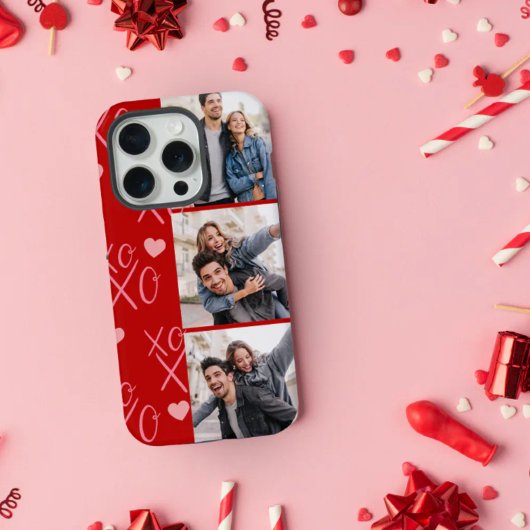 Valentine’s Day Photo Collage Personalized Couple iPhone Hoesje