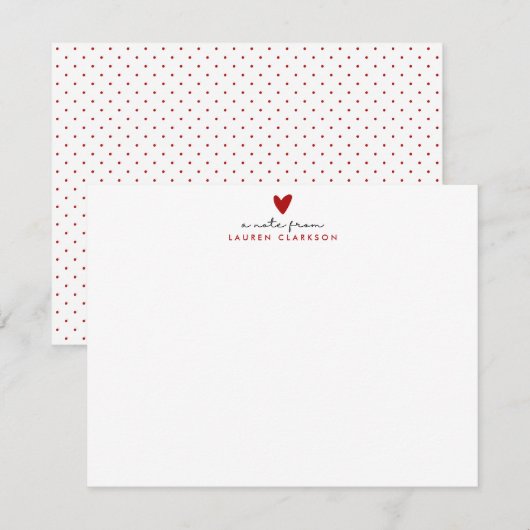 Valentine’s Day Red Heart stationery Note Card Kaart (Voorkant / Achterkant)