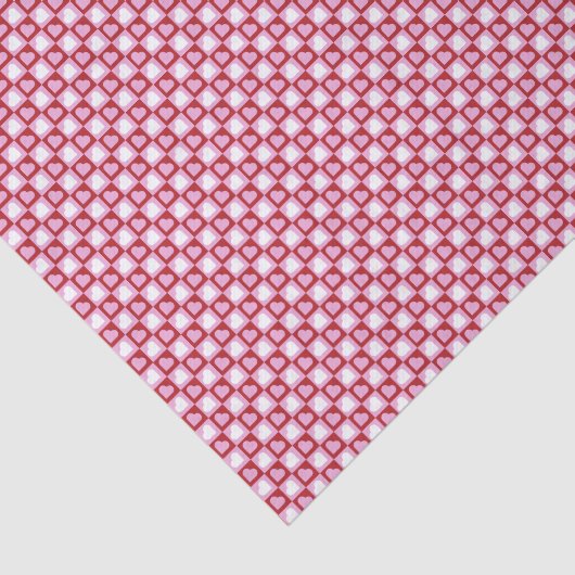 Valentine’s Day Red Pink Hearts Stripes Pattern  Tissuepapier (Detail)