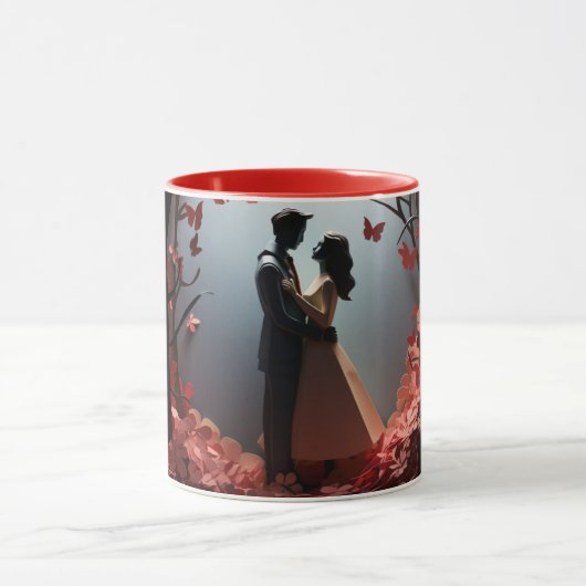 Valentine’s Day Romantic Couple Silhouette love Mok (Midden)