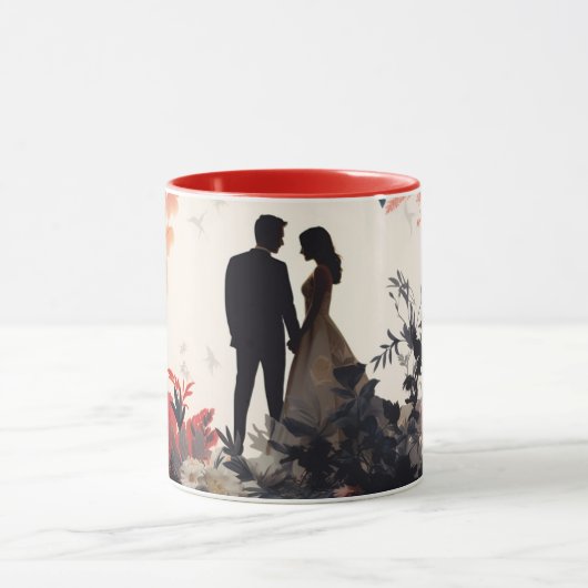  Valentine’s Day Romantic Couple Silhouette Love  Mok (Midden)