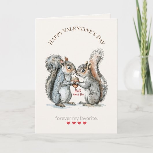 Valentine’s Day Squirel Card – Cute Romantic Feestdagen Kaart (Voorkant)