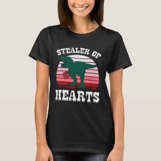 Valentine s Day STEALER OF HEARTS  Rex Dinosaur Bo T-shirt