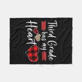 Valentine’s Day Third Grade Has My Heart Plaid Tea Fleece Deken (Voorkant (Horizontaal))
