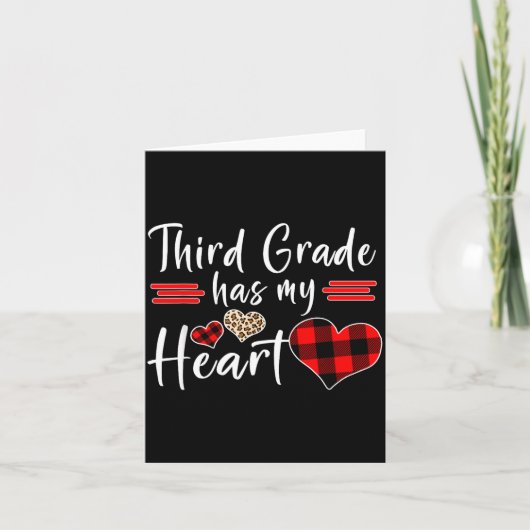 Valentine’s Day Third Grade Has My Heart Plaid Tea Kaart (Voorkant)