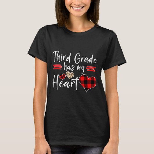 Valentine’s Day Third Grade Has My Heart Plaid Tea T-shirt (Voorkant)