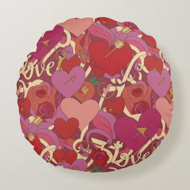Valentine’s Day Throw Pillow Collection | Romantic Rond Kussen (Voorkant)