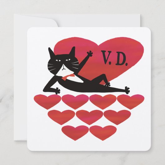 Valentine’s Day Tuxedo Cat Kaart (Voorkant)