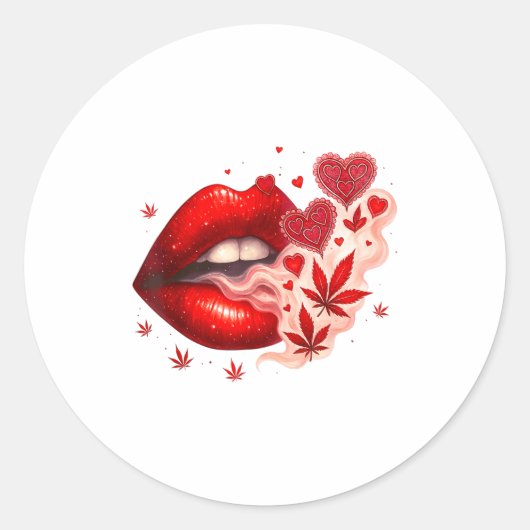 Valentine’s Day Weed Lover Stoner Babe  Ronde Sticker (Voorkant)