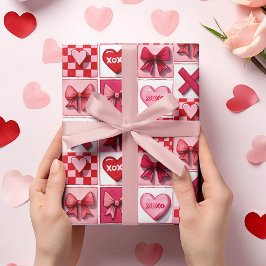 Valentine’s Day Wrapping Paper Pink & Red Elements Cadeaupapier