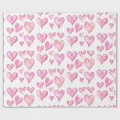 Valentine’s Day Wrapping Paper with Pink Hearts  Cadeaupapier (Vlak)