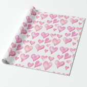 Valentine’s Day Wrapping Paper with Pink Hearts  Cadeaupapier (Uitgerold)