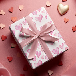 Valentine’s Day Wrapping Paper with Pink Hearts  Cadeaupapier