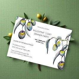Valentine`s Dinerfeest Aquarel Olijftak Feestdagenkaart