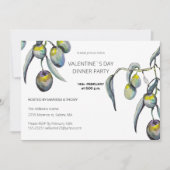 Valentine`s Dinner Party Aquarel Olijftak Feestdagenkaart (Voorkant)