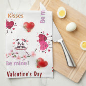 Valentine' s Kitchen Hand Towel Cat Red Heart Theedoek (Quarter Fold)