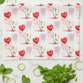 Valentine' s Kitchen Hand Towel Dog Red Heart Theedoek (Gevouwen)
