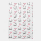 Valentine' s Kitchen Hand Towel Foxy Pink Heart Theedoek (Verticaal)