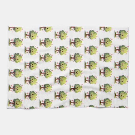 Valentine' s Kitchen Hand Towel Tree Red Hearts Theedoek (Horizontaal)