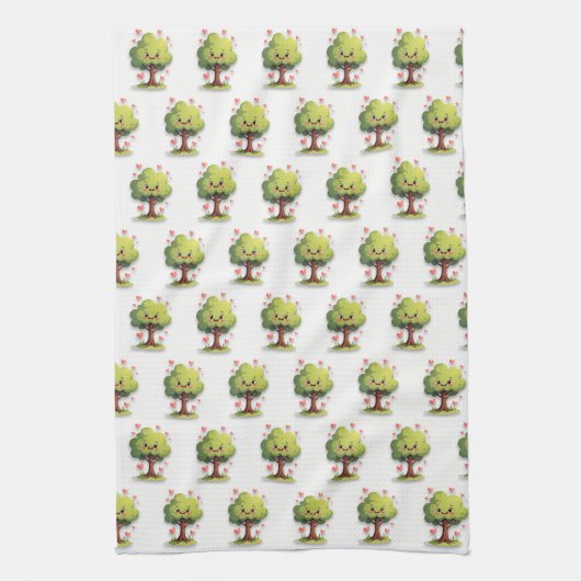 Valentine' s Kitchen Hand Towel Tree Red Hearts Theedoek (Verticaal)