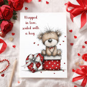 Valentine’s Teddy Bear Gift Box with Poem  Feestdagen Kaart