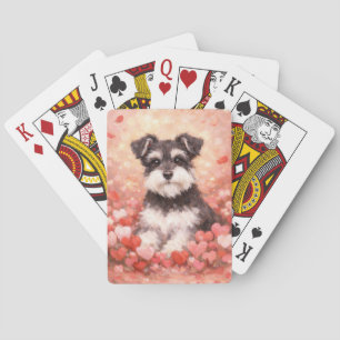 Valentine Schnauzer met Harten Pokerkaarten