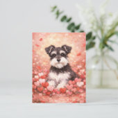 Valentine Schnauzer with Hearts Briefkaart (Staand voorkant)