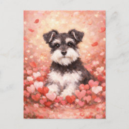 Valentine Schnauzer with Hearts Briefkaart