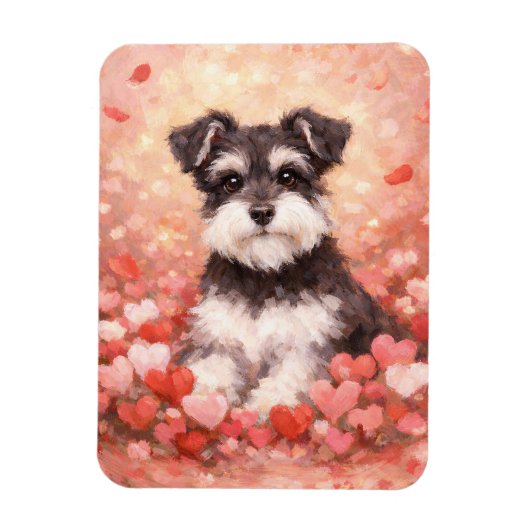 Valentine Schnauzer with Hearts Flexible Magneet (Verticaal)